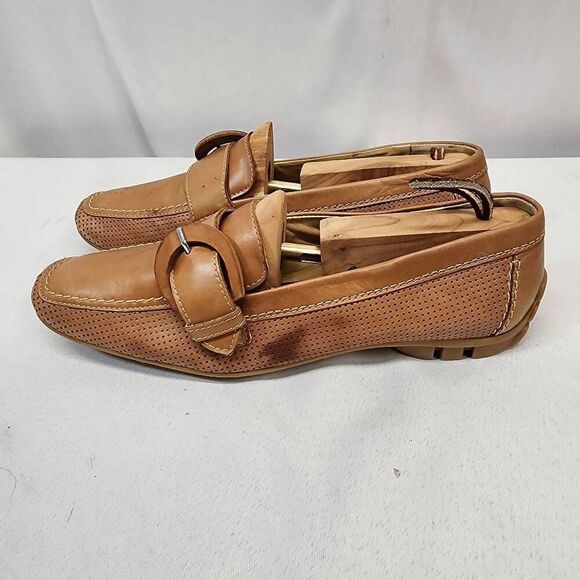 Paul Green Women's 5 Tan Brown Leather Loafer Flats Buckle Embellishment Comfort - Picture 4 of 10